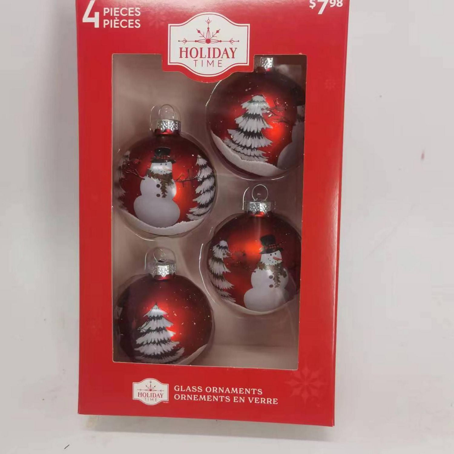 Holiday Time 65mmx 4CT Snowman Glass Ornament