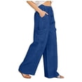 thumbnail image 4 of Atogsazn Womens Wide Leg Cargo Sweatpant Casual Loose Fit Pants Baggy Summer Trouser with Pocket Beach Vacation Outfit Blue B XXL Fashion, 4 of 5