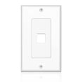 thumbnail image 1 of Keystone Wall Plate - 1 Port Keystone Insert Jack Single Gang Wiring Plug Socket Decorative Face Cover Outlet Mount Panel with Screws White, 1 of 5