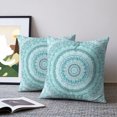 thumbnail image 2 of Pillow Covers 16x16 Set of 2, Aqua Boho Throw Pillow Covers Decorative Couch Cushion Cover, Rustic Neutral Tribes Ethnic Geometric Floral Microfiber Soft Pillowcases for Bedroom Living Room Sofa, 2 of 9