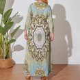thumbnail image 4 of Large Size Vintage Floral Mandala Pattern Long Sleeved Dress Women Dress for Parties Elegant Chic Evening Dresses, 4 of 7