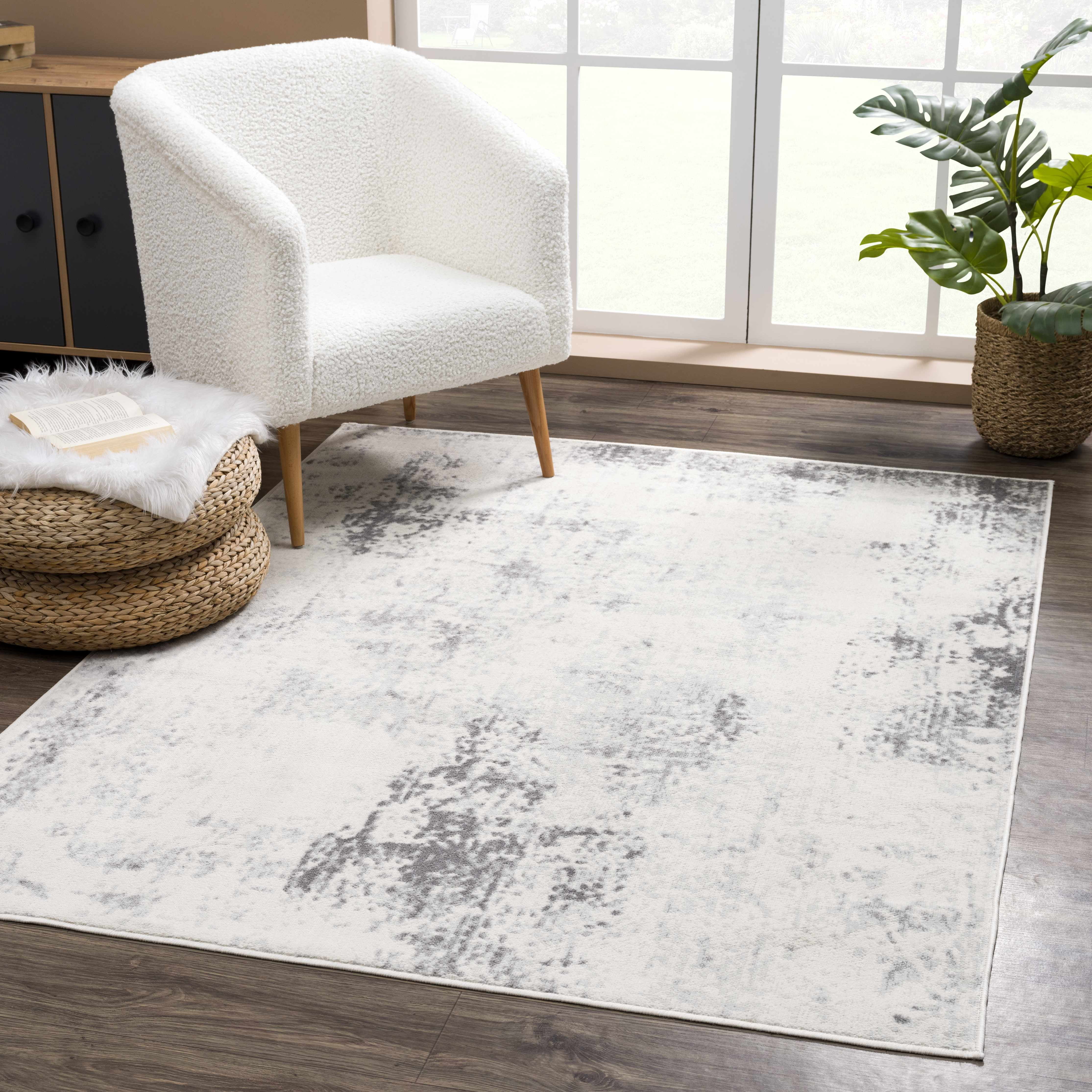 Hauteloom Tigris Collection Hayal Transitional Modern Farmhouse Hallway, Entryway, Kitchen Runner Rug - Contemporary Distressed - Boho Abstract - Ivory, Beige, Gray - 2'7" x 7'3"