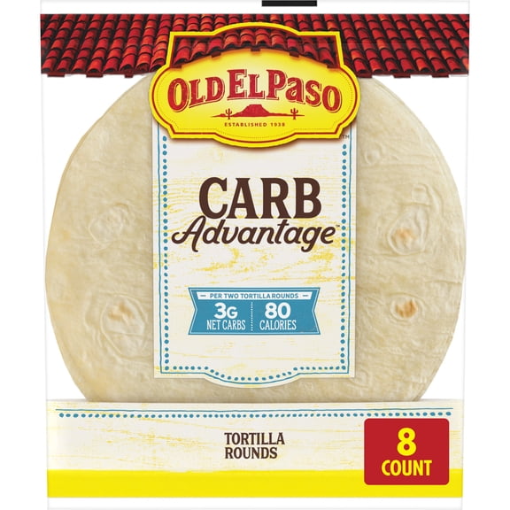 Old El Paso Carb Advantage Tortilla Rounds, 3g Net Carbs, 80 Calories, 8 Ct, 6.5 oz