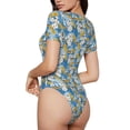 thumbnail image 3 of The Xecao Flower and Sail Boat Women's Crew Neck Body Suit, a short-sleeved bodysuit and basic swimsuit, both comfort and style for dating and daily life, 3 of 9