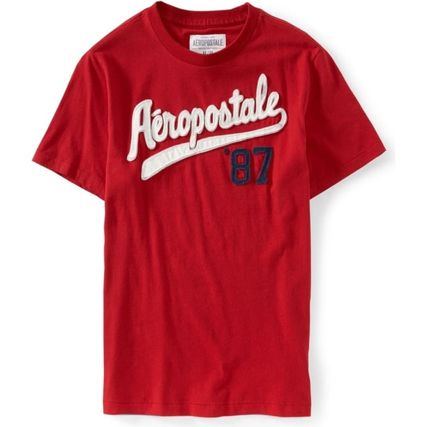 Aeropostale - Camiseta de béisbol para hombre, color rojo, grande Aeropostale Camiseta gráfica