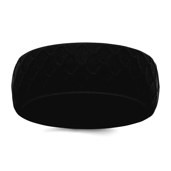 Silicone Black 8.70mm Animal Sealife Fish Scale Pattern Band Size 14 Ring for Women and Men