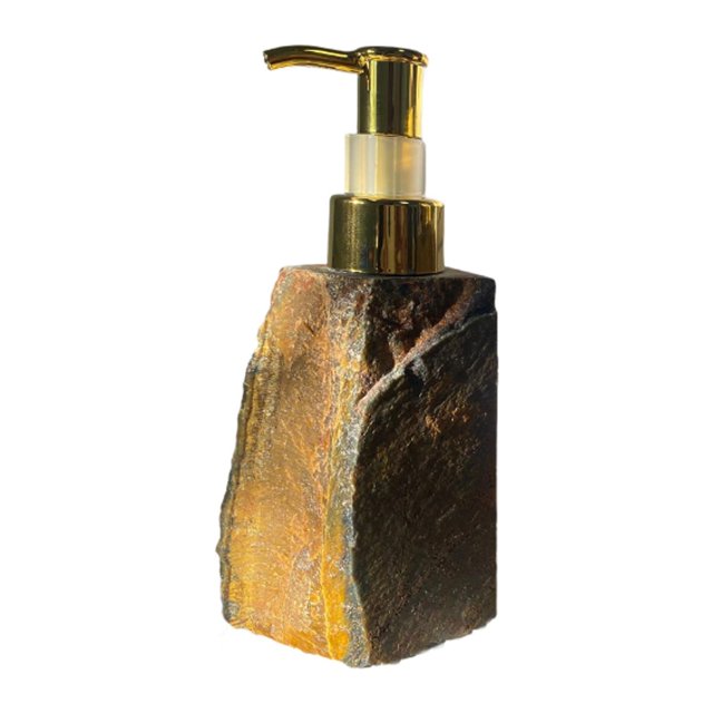 Dispensador de jabón de piedras preciosas, delicado, a prueba de fugas, elegante para ducha, tocador, cocina Marrón
