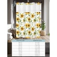 thumbnail image 6 of No Hook Cloth Fabric Shower Curtain with Snap in Liner, Sunflower Waterproof Shower Curtains Set with See Through Top Window, Farmhouse Flowers Summer Botanical Bath Curtains Shower 72"x72", 6 of 6