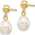 thumbnail image 2 of 10K Yellow Gold 6-7Mm White Rice Freshwater Cultured Pearl Dangle Post Earrings - Jbsp, 2 of 5
