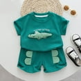 thumbnail image 2 of Baby Boy Outfits Kids Summer Outfit Set With 3D Print Trendy Casual Shorts Stylish Summer Baby Boy Clothes Green 4 Years-5 Years, 2 of 7