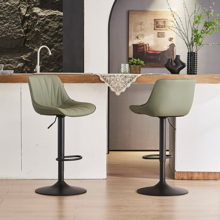 YOUNIKE Bar Stools Set of 2, Swivel Upholstered Barstools