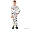 thumbnail image 3 of Whosucclay Breathable Boys Suit for School Wedding, Polyester Fabric Anti Wrinkle One Button Kids Suits, Cat Paw Print Pattern, 3 of 10