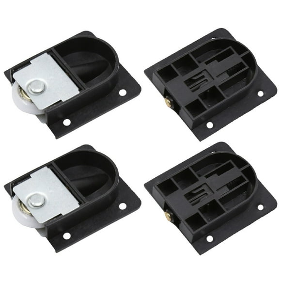Wardrobe Sliding Door Black Plastic 4pcs