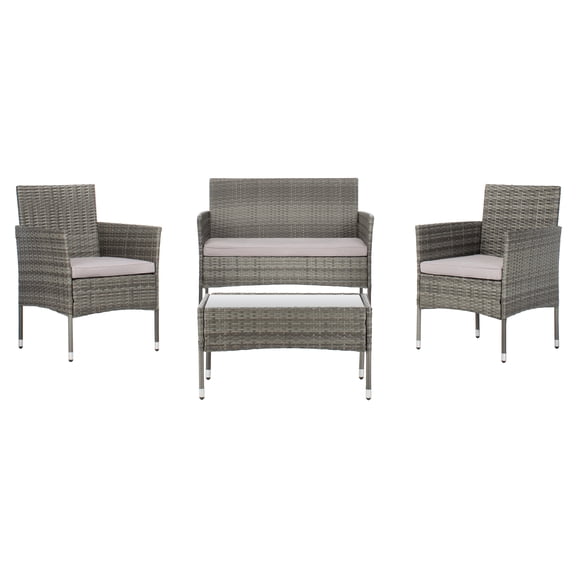 SAFAVIEH Outdoor Collection Abdul 4-Piece Patio Set Grey/Grey