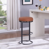 Meridian Furniture Madison Cognac Vegan Leather Bar Stool, Set of 2