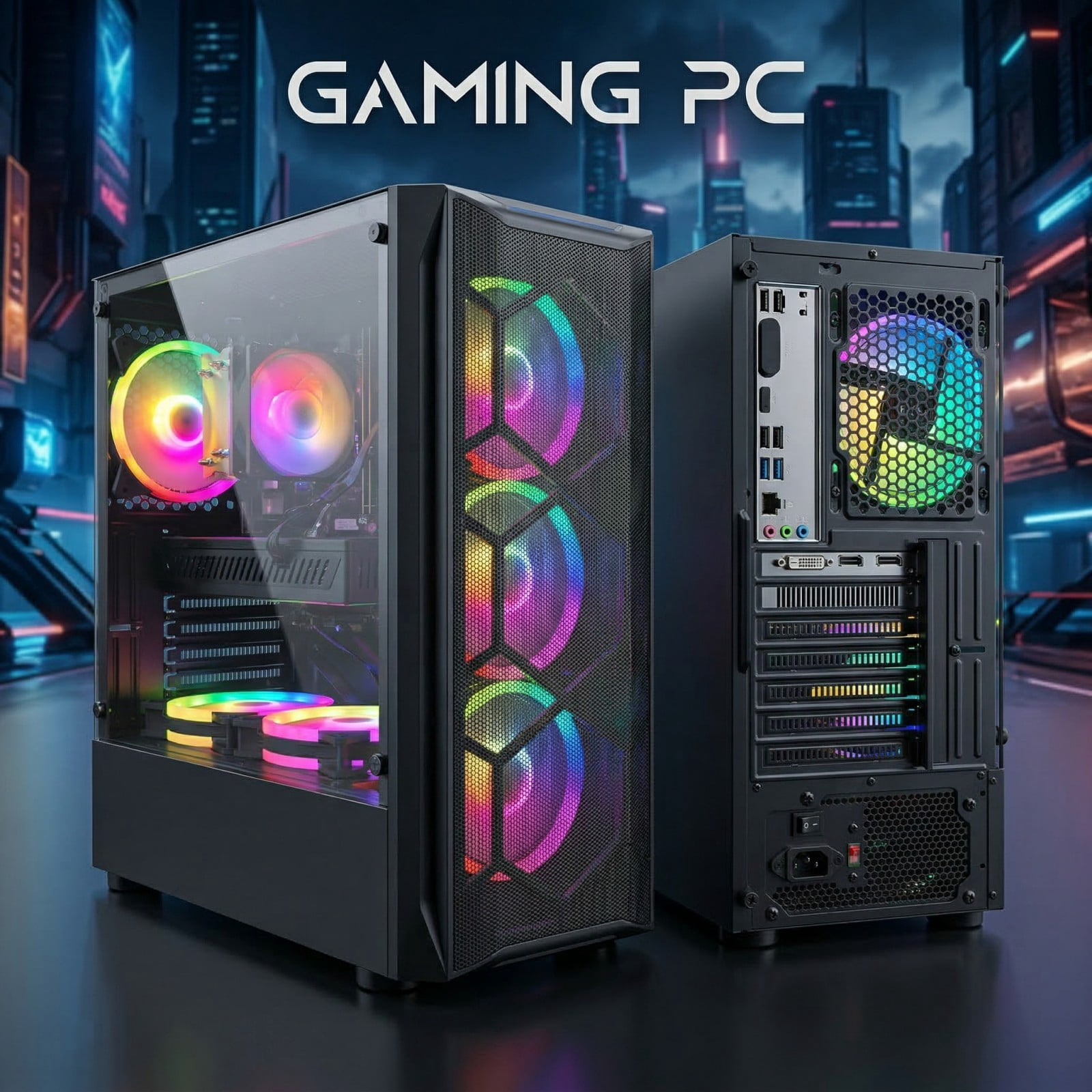 STGAubron Gaming Desktop PC, Intel Core I7 up to 3.9G, RX 580 8G, 16G RAM, 512G SSD, WiFi 6, BT 5.2, RGB Fan x4, Win 11 Home