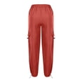 thumbnail image 5 of ZHANGDER Girls Cargo Pants Elastic Waist Drawstring Y2K Trousers with Pockets Wide Leg Jogger Pants, Red 6-7 Years, 5 of 7