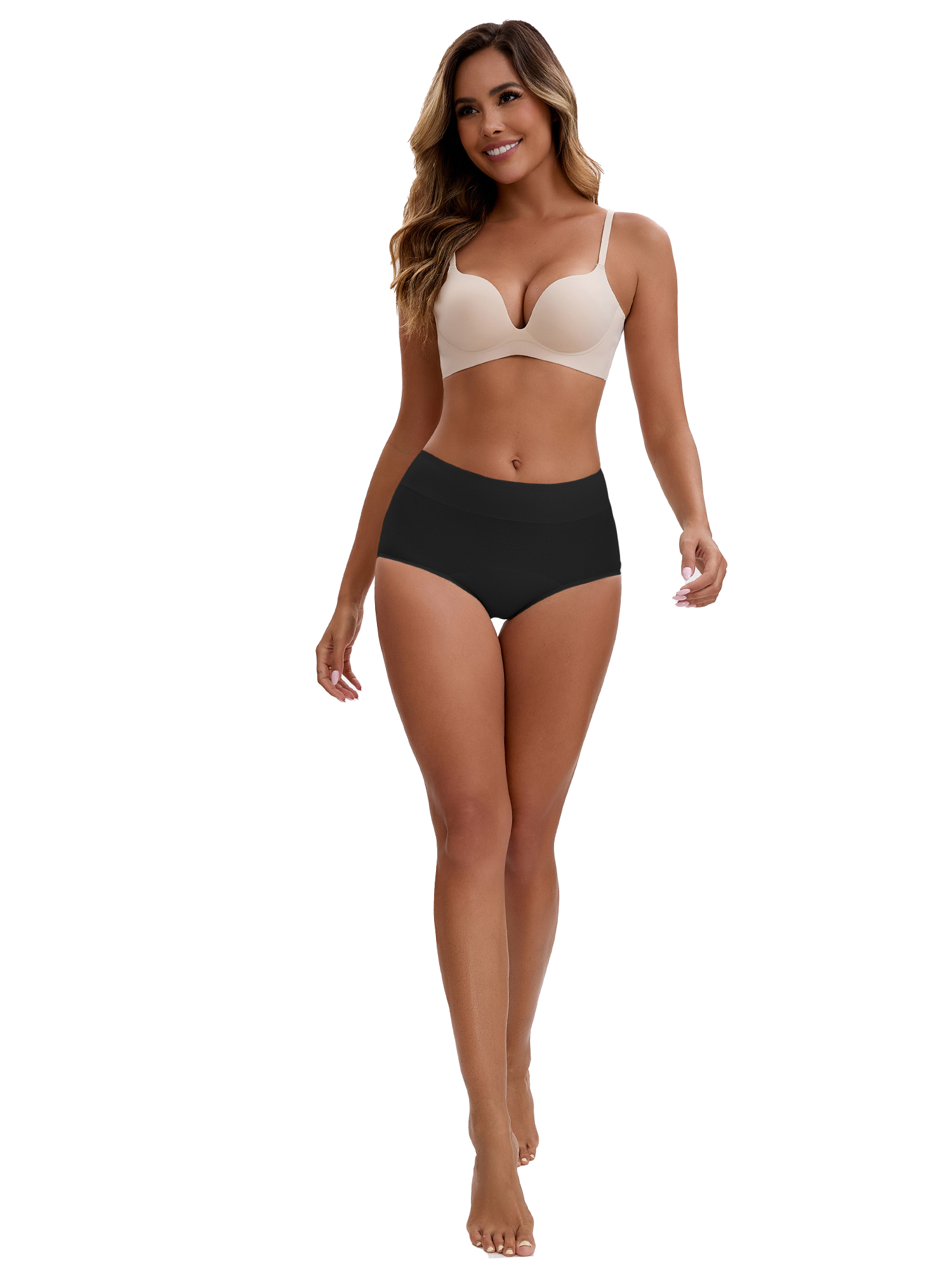 Unique Bargains Women's High Waist Cotton Briefs with Leak Proof Feature S Black