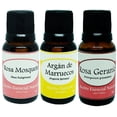 thumbnail image 1 of Pack de 3 aceites esenciales naturales Krisamex rosa mosqueta argán de marruecos y rosa geranio 15 ml c/u, 1 of 4