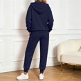 thumbnail image 6 of Women's Fleece Lined 2 Piece Tracksuit Zip Up Hoodie Jacket Jogger Pants Set Drawstring Waist Loose Fit Fall Winter Casual Loungewear Navy, 6 of 8