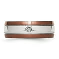 thumbnail image 4 of Auriga Fine Jewelry Stainless Steel Brushed Polished Brown IP-plated Edge Diamond 8 mm Band for Women Size 8, 4 of 8