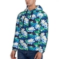 thumbnail image 3 of Naloa Blue Lotus Flower Men's Casual Hooded Collar Drawstring Hoodies Pullover Sweatshirts Casual Long Sleeve Shirts-4X-Large, 3 of 7