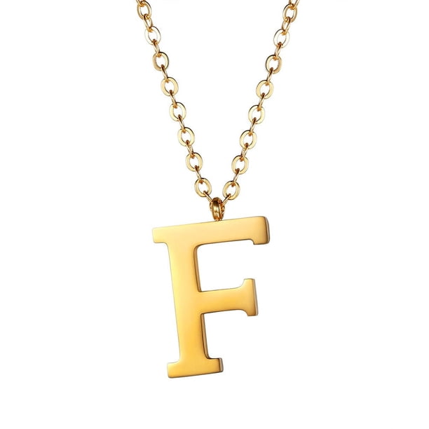 PROSTEEL Colgante Inicial F Collar de oro con letra del alfabeto, collar de acero inoxidable para mujeres y niñas, regalo de cumpleaños de joyería con encanto de nombre personalizado