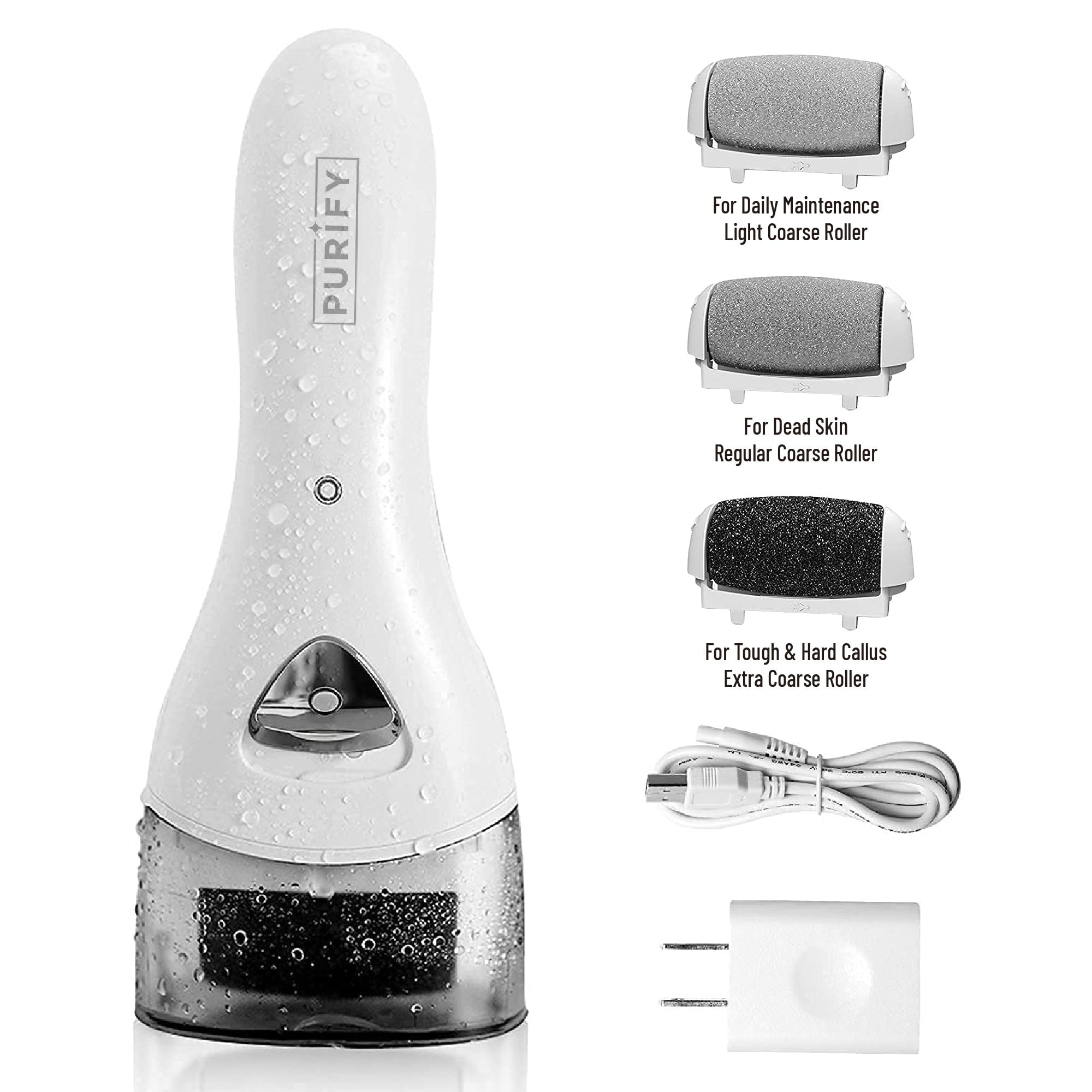 Purify Electric Portable Feet Callus Remover Kit, White
