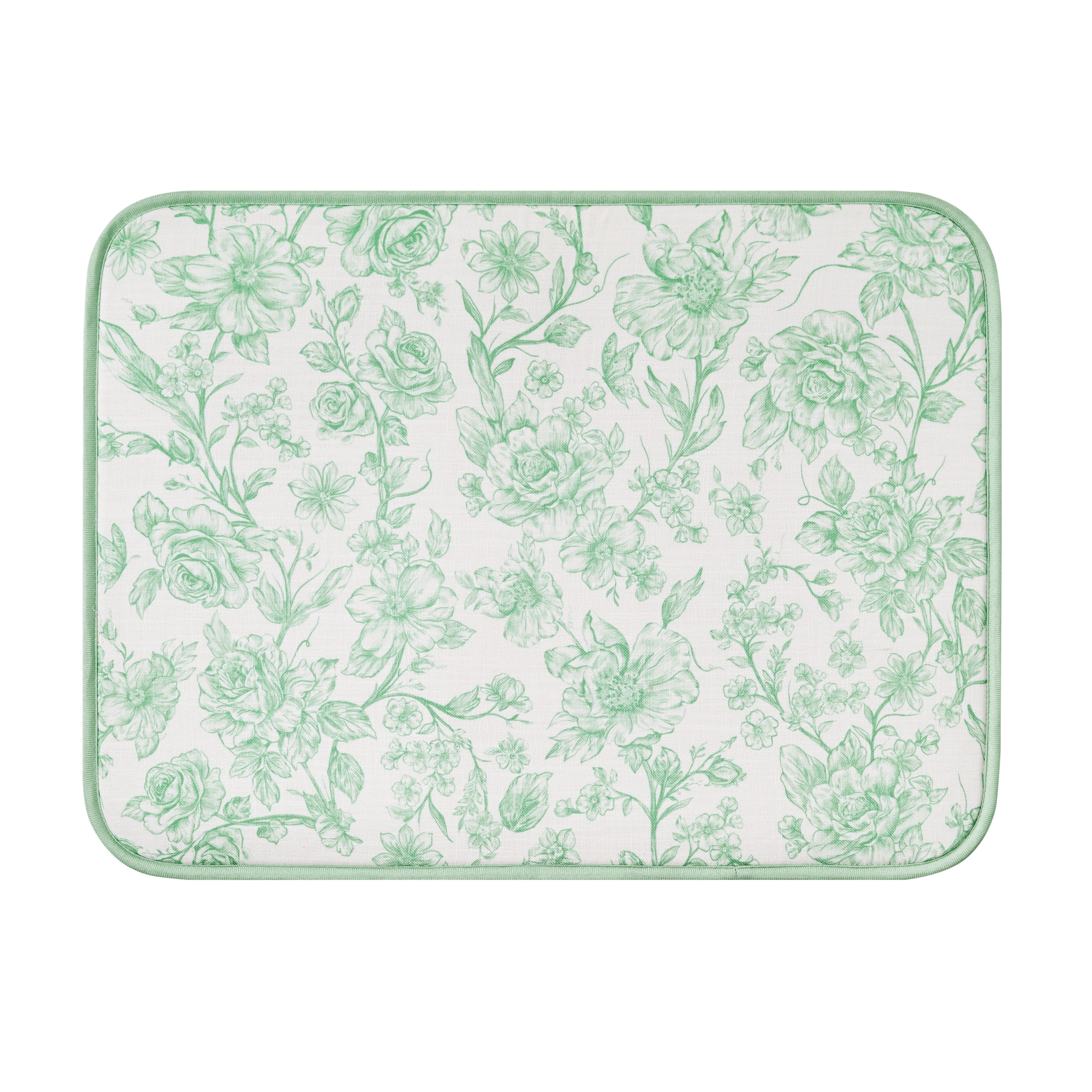 The Pioneer Woman Agatha 100% Polyester Dish Drying Mat, Green, 18" x 24"