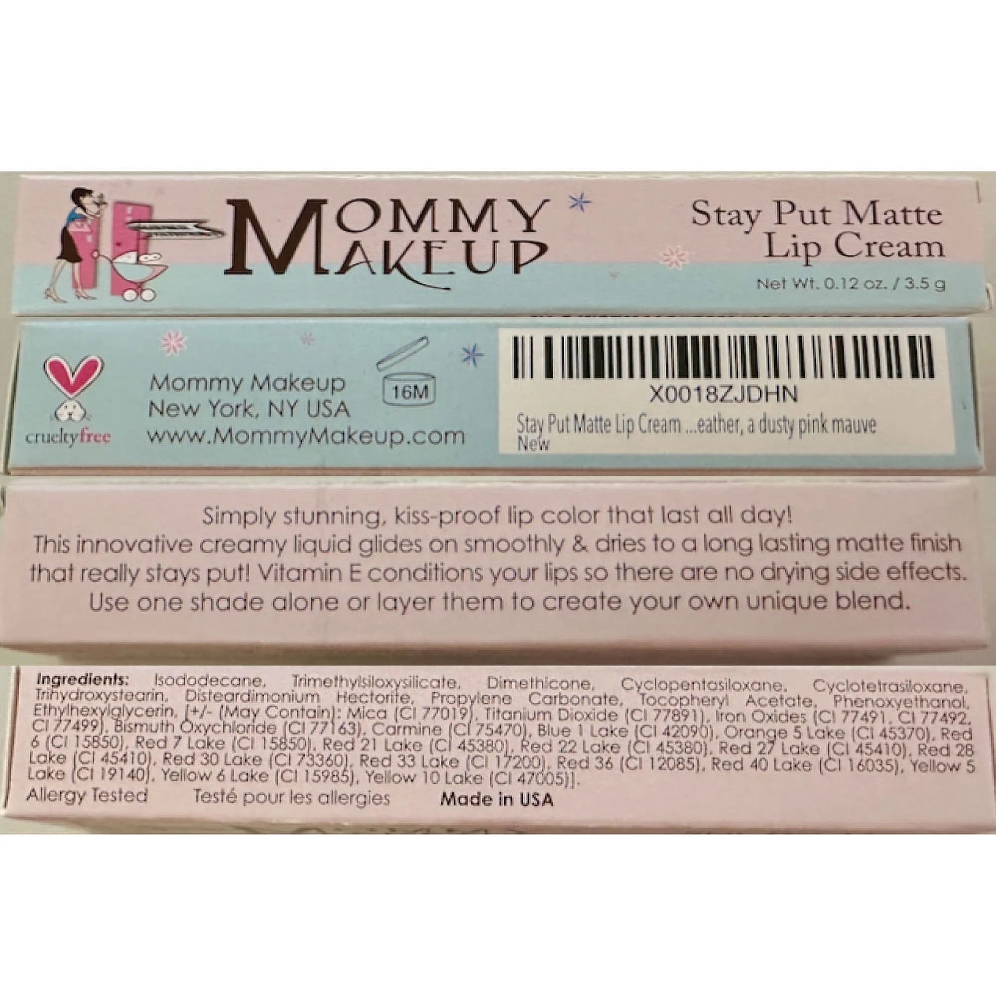 Stay Put Matte Lip Cream - Kiss Proof, Transfer Proof, Long Lasting Lipstick by Mommy Makeup (Audrey)
