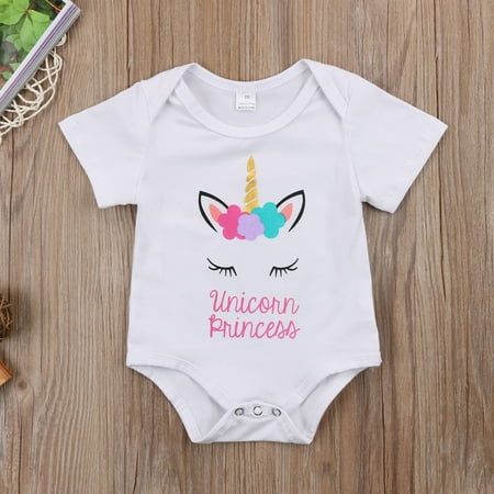 

Hot Style Cute Newborn Infant Baby Girl Unicorn Romper Bodysuit Jumpsuit Clothes Outfit