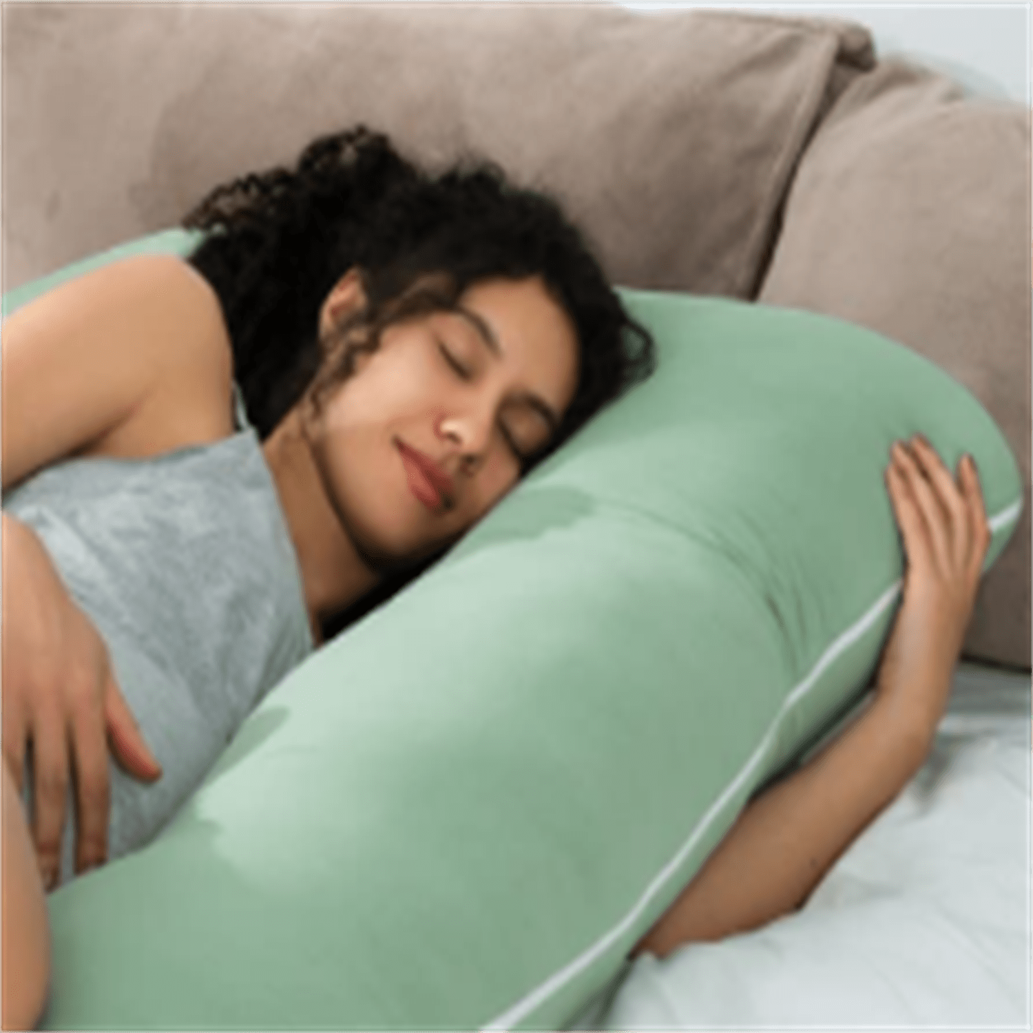 Cooling Pregnancy Pillows, U Shaped Full Body Maternity Pillow for Pregnant Support, Rayon Derived from Bamboo, Buttery Soft, Super Breathable for Hot Sleeper, Green