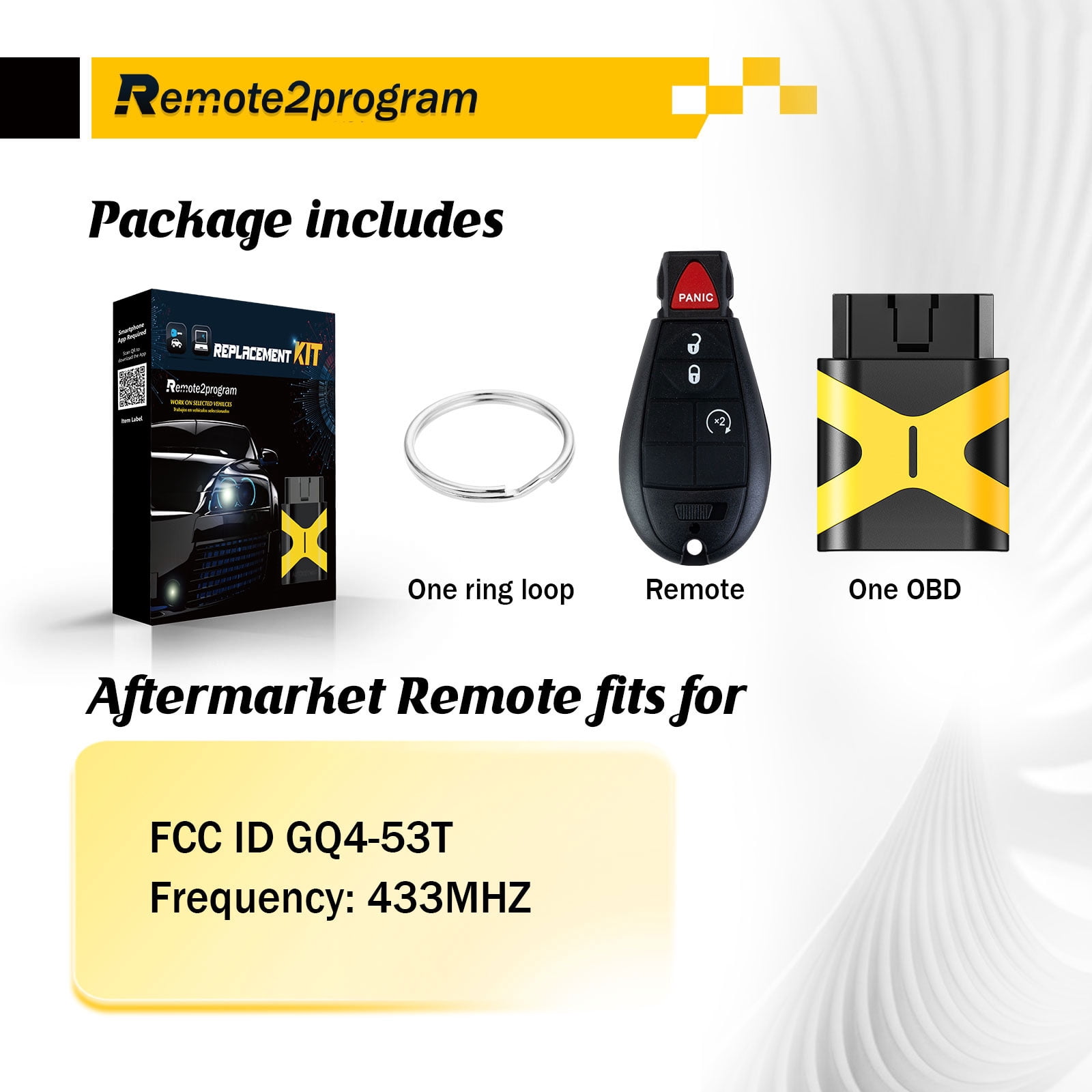 Fobik Car Key Self Programmable Key Fob Kit Keyless Entry Replacement for Dodge with FCC: GQ4-53T