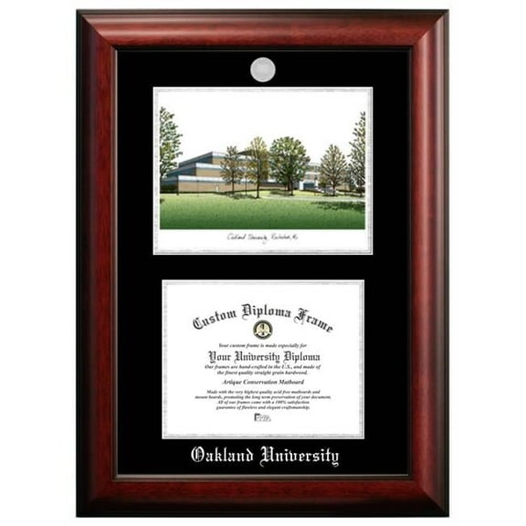 Campus Images MI984LSED-1185 11 x 8.5 in. Oakland University Silver Embossed Diploma Frame with Lithograph