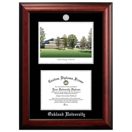 Campus Images MI984LSED-1185 11 x 8.5 in. Oakland University Silver Embossed Diploma Frame with Lithograph