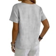 thumbnail image 4 of Women's Casual Short Sleeve V-Neck Button-Down Top - Loose Fit Linen-Blend Blouse for Summer, Everyday Wear & Vacation Light Gray L, 4 of 6