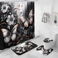 thumbnail image 1 of Set de decoración de baño Litabel, diseño de mariposas negras con estampado floral, 4 unidades, 1 of 6