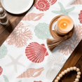 thumbnail image 3 of Red Orange Coastal Table Runner 72 Inches, Starfish Shell Coral Summer Beach Ocean Bed Runner Dresser Scarves Tabletop for Indoor Outdoor Parties/Ceremony/Banquet, 16" x 72", 3 of 9