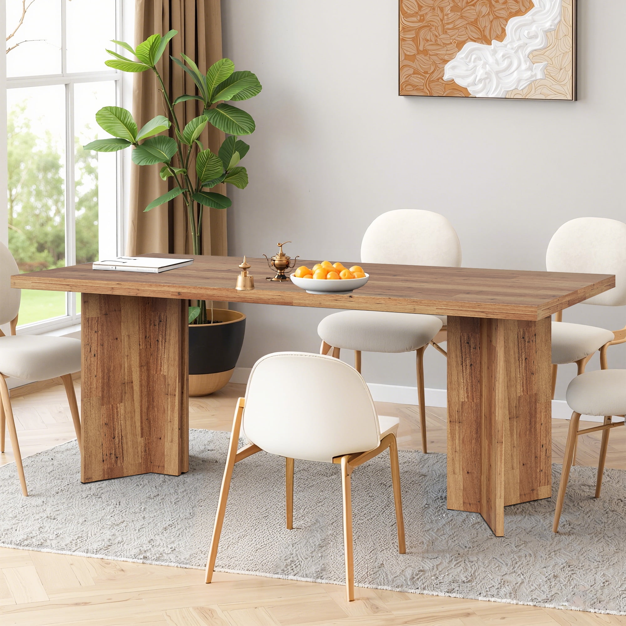 MAYEERTY 63" Multifunctional Dining Table & Executive Desk, 1.57" Thick E1 Board