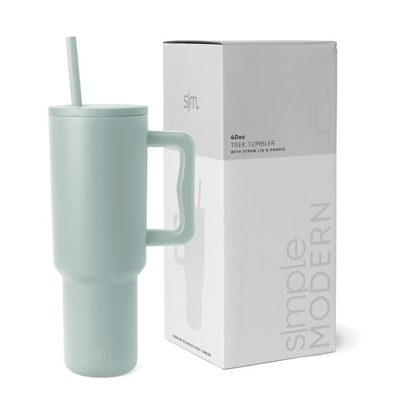 Simple Modern 40 fl oz Insulated Stainless Steel Trek Tumbler with Straw Lid | Seaglass Sage