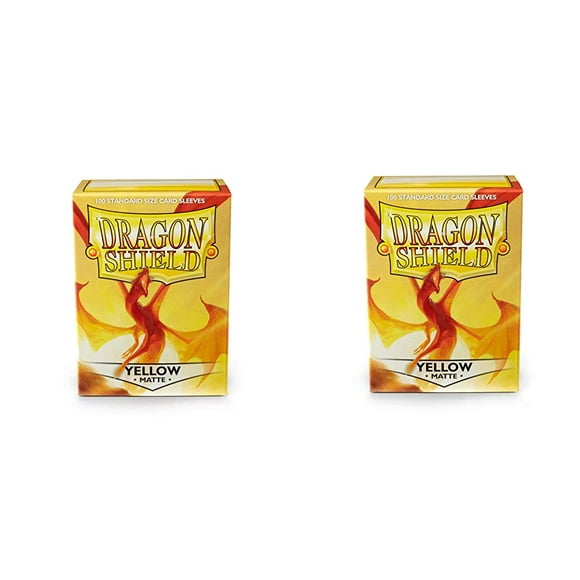 2 Packs Dragon Shield Matte Yellow Standard Size 100 ct Card Sleeves Value Bundle!