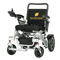 Fold and Travel Premium Lightweight Folding Electric Wheelchair Power Wheel Chair Powered Mobility Scooter, Silver