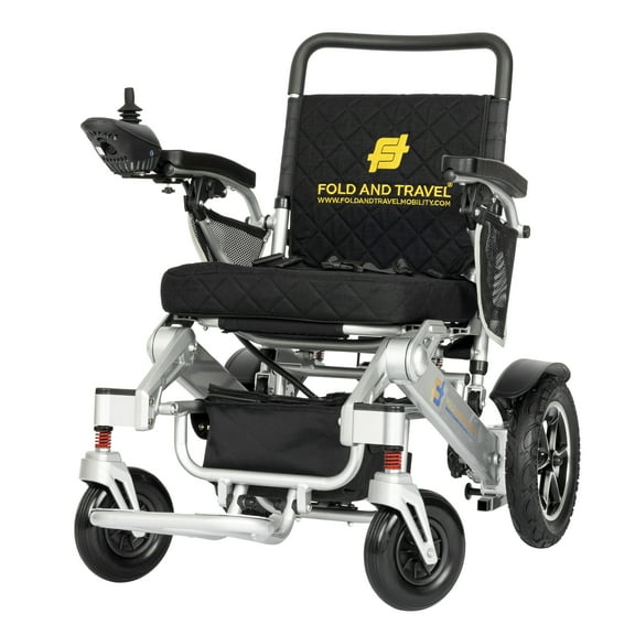 Fold and Travel Premium Lightweight Folding Electric Wheelchair Power Wheel Chair Powered Mobility Scooter, Silver