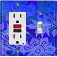 thumbnail image 1 of Metal Light Switch Plate Cover Purple Blue Floral Damask Wallpaper WAL028, 1 of 13