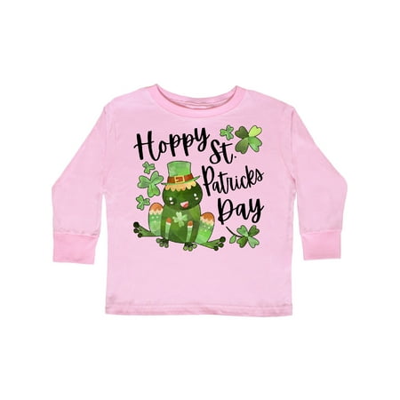 

Inktastic Hoppy St. Patrick s Day Cute Frog with Clover Gift Toddler Boy or Toddler Girl Long Sleeve T-Shirt