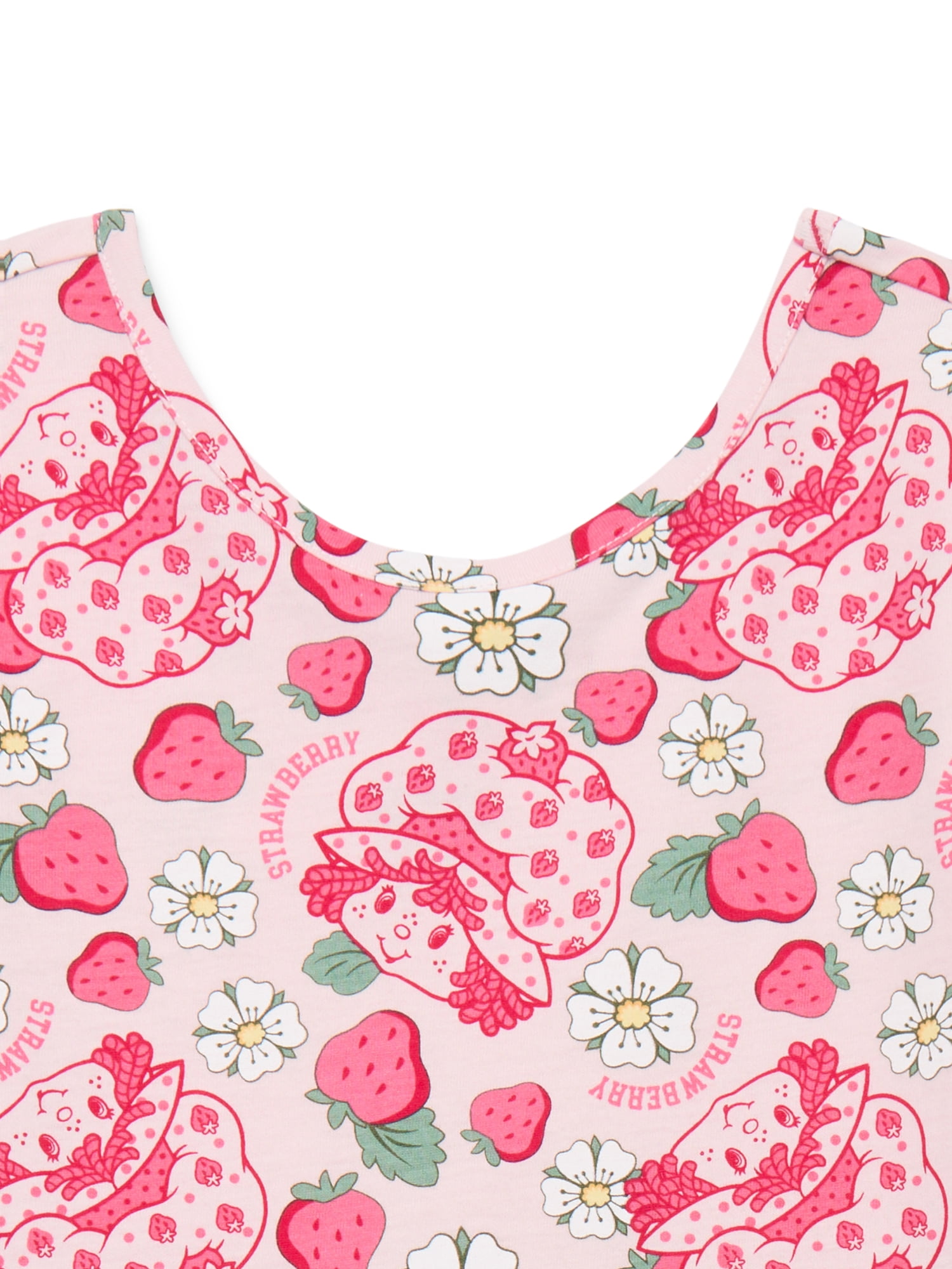 Strawberry Shortcake Girls Allover Print Dress with Short Sleeves, Sizes 4-12