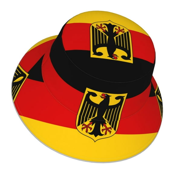 Unisex Flag Of Germany Bucket Hat Fisherman Cap Reversible Travel Sunhat With Reflective Stripe