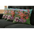 thumbnail image 2 of Ambesonne Flamingo Throw Pillow Cover 4 Pack, Hibiscus Tropic Flower, 16", Green Pink Blue, 2 of 6