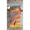 thumbnail image 3 of Ambesonne Giraffe Quilted Bedspread Set 2 Pcs, Wildlife, Twin Size, Yellow and Peach, 3 of 3