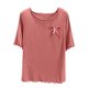 thumbnail image 2 of Pijama de manga corta para mujer, cuello redondo, color liso, informal, fino, interior, para el hogar, de poliéster, 2 of 3